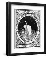 Bookplate Depicting a Sailing Boat-null-Framed Premium Giclee Print