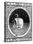 Bookplate Depicting a Sailing Boat-null-Stretched Canvas