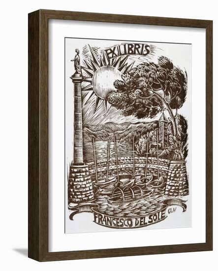 Bookplates Depicting Different Sailboats-null-Framed Giclee Print