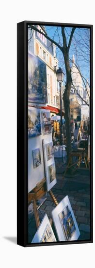 Books at a Stall with Basilique Du Sacre Coeur in the Background, Paris, France-null-Framed Stretched Canvas