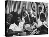 Books for a School Library Being Unpacked by New Jersey High School Kids on the Librarian's Holiday-null-Stretched Canvas