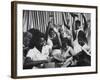 Books for a School Library Being Unpacked by New Jersey High School Kids on the Librarian's Holiday-null-Framed Photographic Print