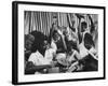 Books for a School Library Being Unpacked by New Jersey High School Kids on the Librarian's Holiday-null-Framed Photographic Print