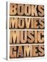 Books, Movies, Music and Games-PixelsAway-Stretched Canvas