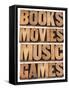 Books, Movies, Music and Games-PixelsAway-Framed Stretched Canvas