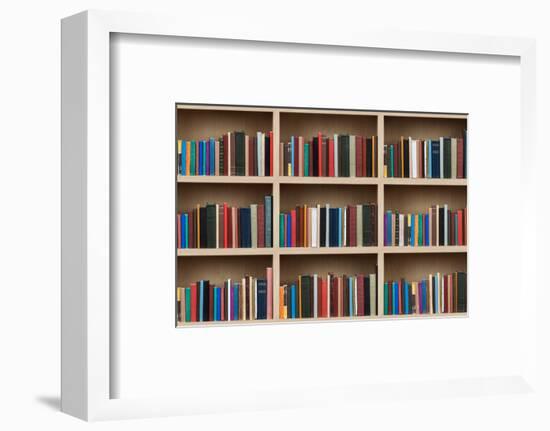 Books on a Wooden Shelfs.-donatas1205-Framed Photographic Print