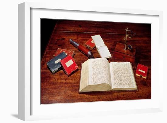 Books on Charles Darwin's Desk-null-Framed Giclee Print