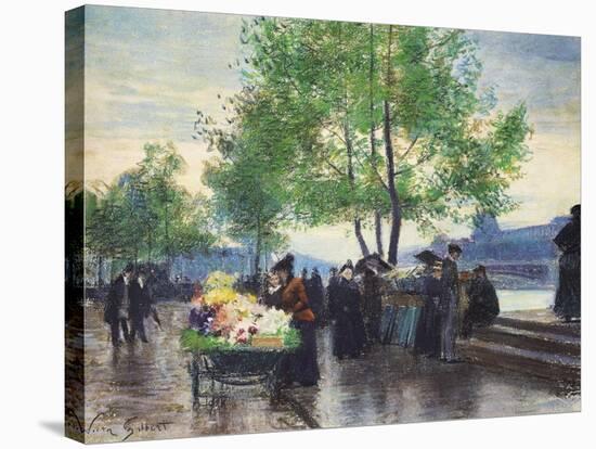 Books Sellers on the Banks of the Seine-Victor Gabriel Gilbert-Stretched Canvas