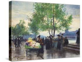 Books Sellers on the Banks of the Seine-Victor Gabriel Gilbert-Stretched Canvas