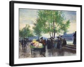 Books Sellers on the Banks of the Seine-Victor Gabriel Gilbert-Framed Giclee Print