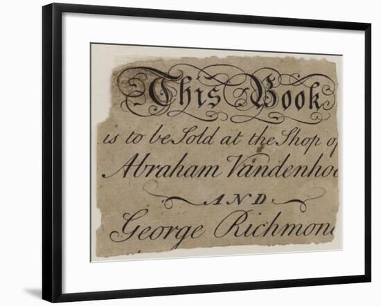 Booksellers, Abraham Vandenhoeck and George Richmond, Trade Card-null-Framed Giclee Print