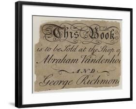 Booksellers, Abraham Vandenhoeck and George Richmond, Trade Card-null-Framed Giclee Print