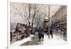 Bookstalls in Winter, Paris-Eugene Galien-Laloue-Framed Giclee Print