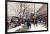 Bookstalls in Winter, Paris-Eugene Galien-Laloue-Framed Giclee Print