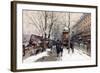 Bookstalls in Winter, Paris-Eugene Galien-Laloue-Framed Giclee Print