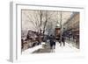 Bookstalls in Winter, Paris-Eugene Galien-Laloue-Framed Giclee Print