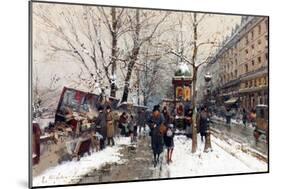 Bookstalls in Winter, Paris-Eugene Galien-Laloue-Mounted Giclee Print