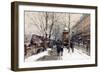 Bookstalls in Winter, Paris-Eugene Galien-Laloue-Framed Premium Giclee Print