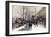 Bookstalls in Winter, Paris-Eugene Galien-Laloue-Framed Premium Giclee Print