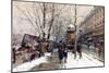 Bookstalls in Winter, Paris-Eugene Galien-Laloue-Mounted Premium Giclee Print