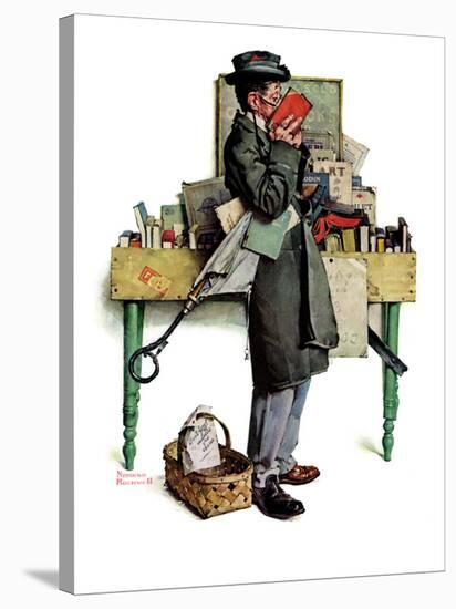 "Bookworm", August 14,1926-Norman Rockwell-Stretched Canvas