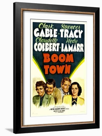 Boom Town, Claudette Colbert, Clark Gable, Spencer Tracy, Hedy Lamrr, 1940-null-Framed Art Print