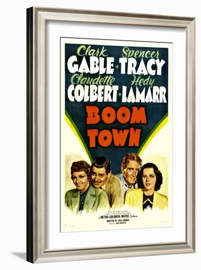 Boom Town, Claudette Colbert, Clark Gable, Spencer Tracy, Hedy Lamrr, 1940-null-Framed Art Print