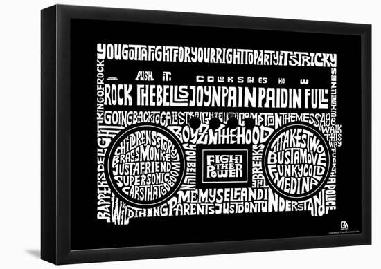 Boombox Old School Rap Songs Text Poster-null-Framed Poster