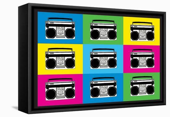 Boombox Stereos 2 Pop-null-Framed Stretched Canvas