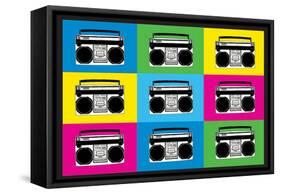 Boombox Stereos 2 Pop-null-Framed Stretched Canvas