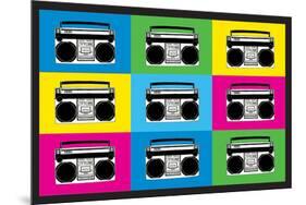 Boombox Stereos 2 Pop-null-Mounted Art Print