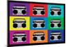 Boombox Stereos Pop Art Poster-null-Mounted Poster