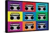 Boombox Stereos Pop Art Poster-null-Stretched Canvas