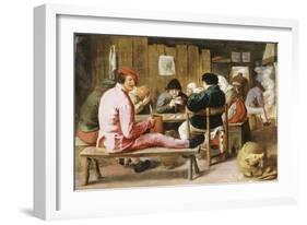 Boors Smoking and Drinking at a Table in a Tavern, C.1625-Adriaen Brouwer-Framed Giclee Print