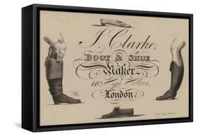 Boot and Shoemaker, J Clarke, Trade Card-null-Framed Stretched Canvas