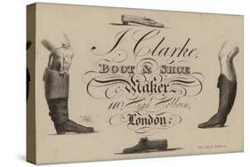 Boot and Shoemaker, J Clarke, Trade Card-null-Stretched Canvas