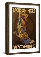 Boot - Jackson Hole, Wyoming-Lantern Press-Framed Art Print