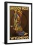 Boot - Jackson Hole, Wyoming-Lantern Press-Framed Art Print