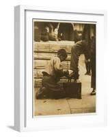 Bootblack in the Bowery, New York, 1910-Lewis Wickes Hine-Framed Photographic Print