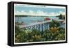 Boothbay Harbor, Maine - Capital Island New Foot Bridge View-Lantern Press-Framed Stretched Canvas