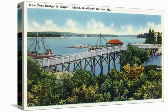 Boothbay Harbor, Maine - Capital Island New Foot Bridge View-Lantern Press-Stretched Canvas