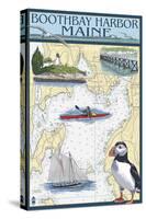 Boothbay Harbor, Maine - Nautical Chart-Lantern Press-Stretched Canvas
