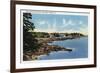 Boothbay Harbor, Maine - View Along Ocean Point, Homes by the Sea-Lantern Press-Framed Premium Giclee Print