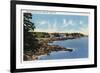 Boothbay Harbor, Maine - View Along Ocean Point, Homes by the Sea-Lantern Press-Framed Premium Giclee Print