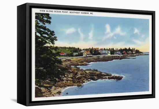 Boothbay Harbor, Maine - View Along Ocean Point, Homes by the Sea-Lantern Press-Framed Stretched Canvas