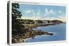 Boothbay Harbor, Maine - View Along Ocean Point, Homes by the Sea-Lantern Press-Stretched Canvas