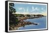 Boothbay Harbor, Maine - View Along Ocean Point, Homes by the Sea-Lantern Press-Framed Stretched Canvas