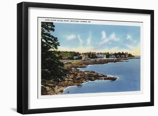 Boothbay Harbor, Maine - View Along Ocean Point, Homes by the Sea-Lantern Press-Framed Art Print