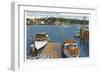 Boothbay Harbor, Maine - View of a Boat Landing and the Shore-Lantern Press-Framed Art Print