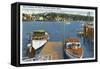 Boothbay Harbor, Maine - View of a Boat Landing and the Shore-Lantern Press-Framed Stretched Canvas